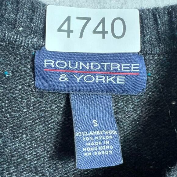 Roundtree & Yorke Sweater Mens Small Colorblock Striped Lambswool Blend Pullover - Picture 3 of 7